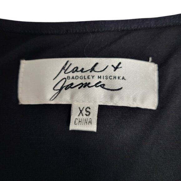 Badgley Mischka X-Small Black Silver Sequined Cami Top Sparkle Stretch Holiday - Picture 5 of 12